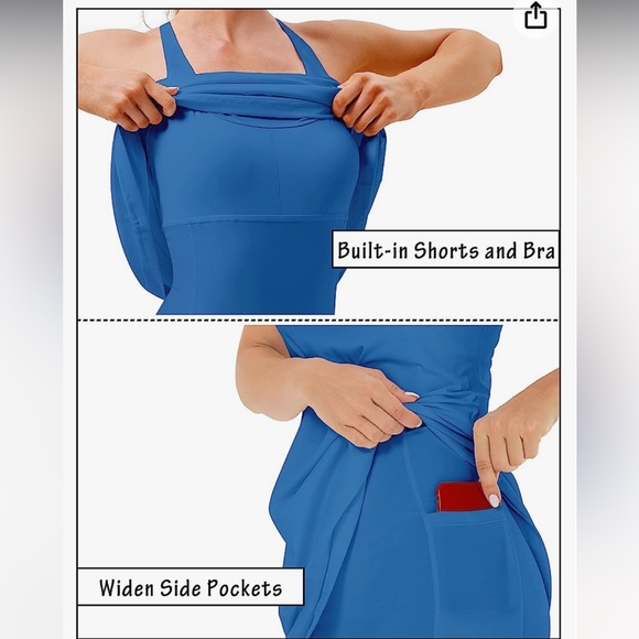 Tennis Dress with Shorts Underneath Workout Built-in Bra Athletic Golf Dress - Picture 4 of 12